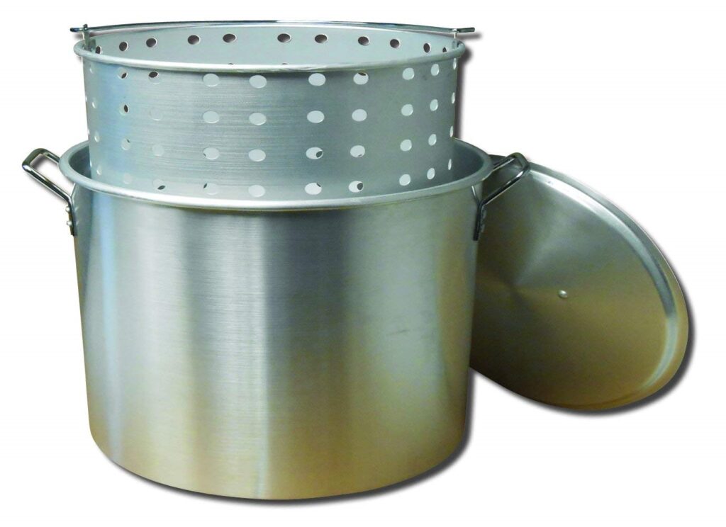 Aluminum Boiling Pot with Basket & Lid Assorted Sizes Metal Fusion